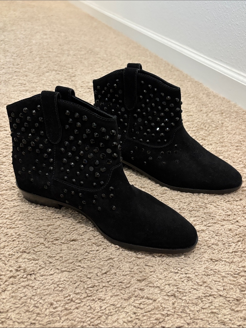 MICHAEL Michael Kors Dani Black Suede Studded Ankle Boots Size 8